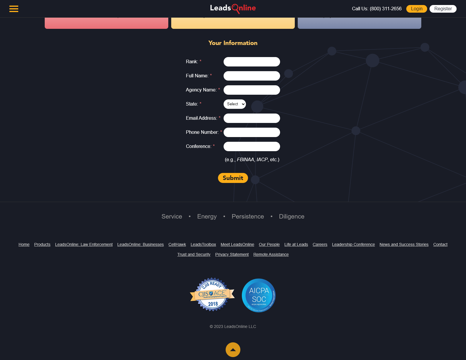 LeadsOnline Conference Leads Form - Form Input Fields