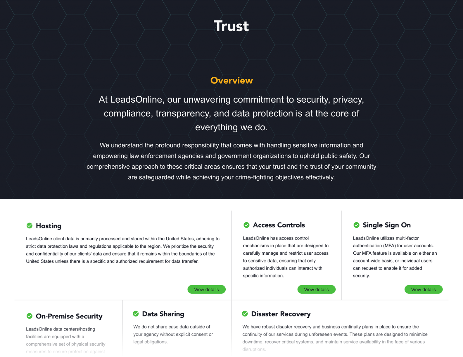 LeadsOnline Trust Page Layout Concepts - Concept 1